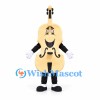 Guitar Mascot Costume with Wood-Tone Body and White Gloves