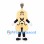 Guitar Mascot Costume with Wood-Tone Body and White Gloves