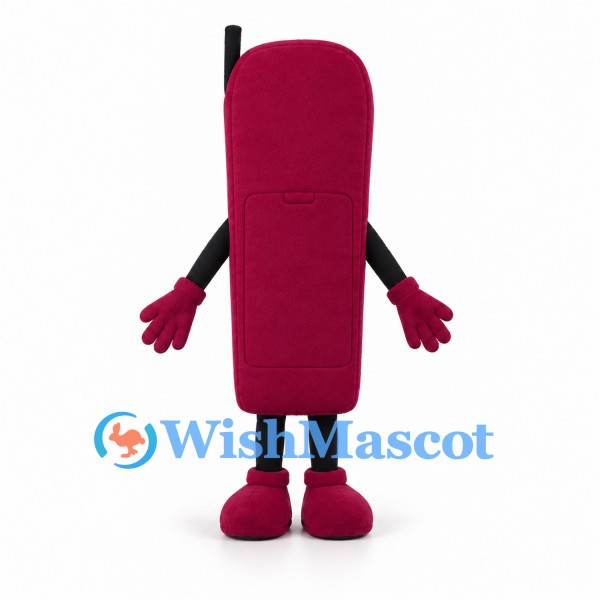 Burgundy Mobile Phone Mascot Costume with White Keypad
