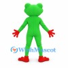 Green Frog Mascot Costume with Red Hands and Feet