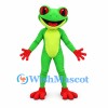 Green Frog Mascot Costume with Red Hands and Feet