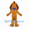 Brown Dog Mascot Costume with Blue Bandana