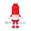 Red Bottle Mascot Costume with White Label and Cap