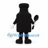 Black Bottle Mascot Costume with White Label and Spoon