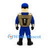 Pilot Mascot Costume with Blue Uniform and Gold Jetpack