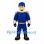 Pilot Mascot Costume with Blue Uniform and Gold Jetpack