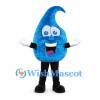 Blue Water Drop Mascot Costume with Curled Top and Textured Fabric