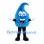 Blue Water Drop Mascot Costume with Curled Top and Textured Fabric