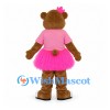 Brown Bear Mascot Costume with Pink Tutu and Hair Bow