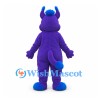 Purple Dragon Mascot Costume with Yellow Belly and Blue Horns