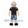Grandfather Mascot Costume with Black Shirt and Patterned Shorts