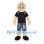 Grandfather Mascot Costume with Black Shirt and Patterned Shorts