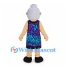Grandmother Mascot Costume with Colorful Dress and Round Glasses