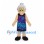 Grandmother Mascot Costume with Colorful Dress and Round Glasses