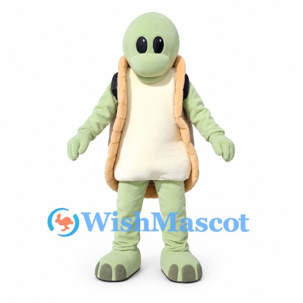 Green Turtle Mascot Costume with Blue Backpack