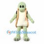 Green Turtle Mascot Costume with Blue Backpack