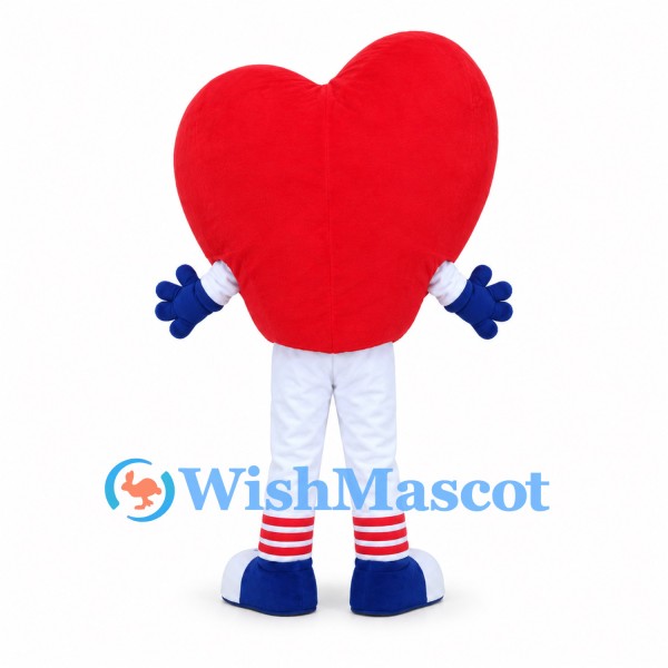 Red Heart Mascot Costume with White Pants and Blue Gloves