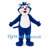 Blue Cat Mascot Costume with White Belly and Red Nose