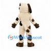 Cream Dog Mascot Costume with Brown Spots and Floppy Ears