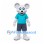 Gray Mouse Mascot Costume with Turquoise Shirt and Navy Shorts