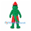 Green Crocodile Mascot Costume with Red Beanie and Sunglasses