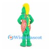 Green Seahorse Mascot Costume with Pink Floral Swimsuit