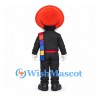 Black and White Mouse Mascot Costume with Red Hat and Colorful Sash
