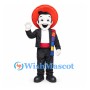 Black and White Mouse Mascot Costume with Red Hat and Colorful Sash