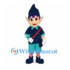 Elf Mascot Costume with Purple Hair and Navy Pointed Hat