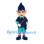 Elf Mascot Costume with Purple Hair and Navy Pointed Hat
