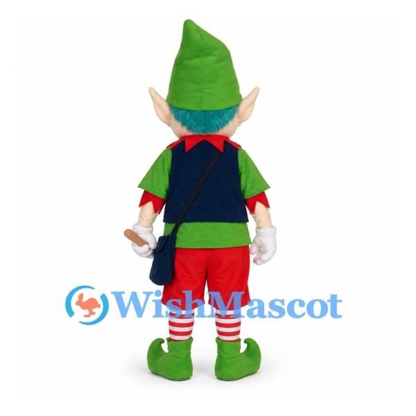 Elf Mascot Costume with Green Hat and Red Shorts
