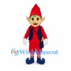 Elf Mascot Costume with Red Hat and Red Outfit