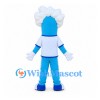 Blue Scientist Mascot Costume with White Hair and T-Shirt
