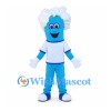 Blue Scientist Mascot Costume with White Hair and T-Shirt
