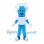 Blue Scientist Mascot Costume with White Hair and T-Shirt