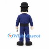 Policeman Mascot Costume with Navy Uniform and Black Bowler Hat