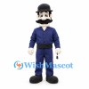 Policeman Mascot Costume with Navy Uniform and Black Bowler Hat