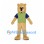 Beige Bear Mascot Costume with Green and Blue T-Shirt