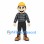 Construction Worker Mascot Costume with Yellow Helmet and Plaid Shirt