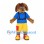 Brown Dog Mascot Costume with Blue Shirt and Yellow Cargo Shorts