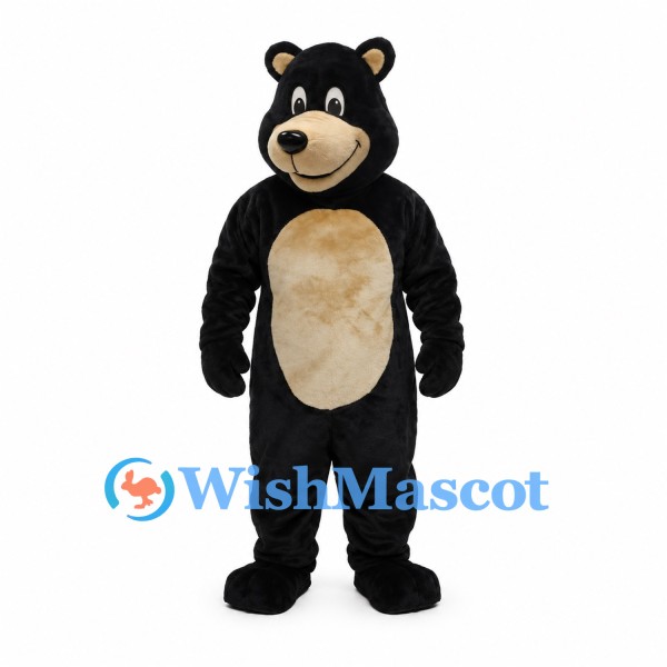 Black Bear Mascot Costume with Cream Belly