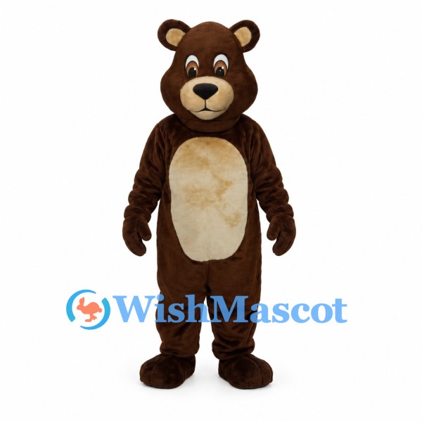 Brown Bear Mascot Costume with Cream Belly