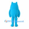 Blue Monster Mascot Costume with Pointed Ears and Cream Belly