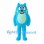 Blue Monster Mascot Costume with Pointed Ears and Cream Belly