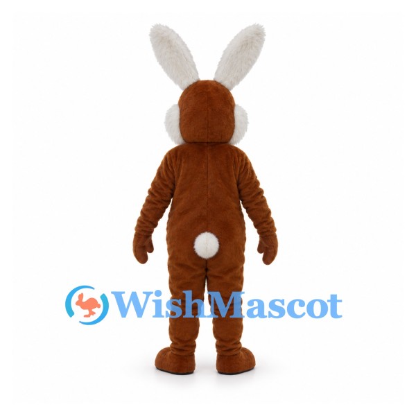 Brown Rabbit Mascot Costume with White Ears and Belly