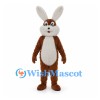 Brown Rabbit Mascot Costume with White Ears and Belly