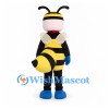 Bee Mascot Costume with Yellow Stripes and Blue Gloves