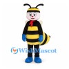 Bee Mascot Costume with Yellow Stripes and Blue Gloves