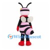 Bee Mascot Costume with Pink Stripes and Red Gloves