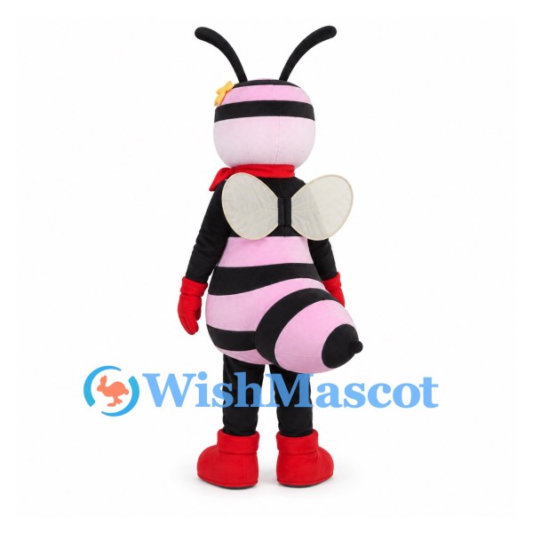Bee Mascot Costume with Pink Stripes and Red Gloves
